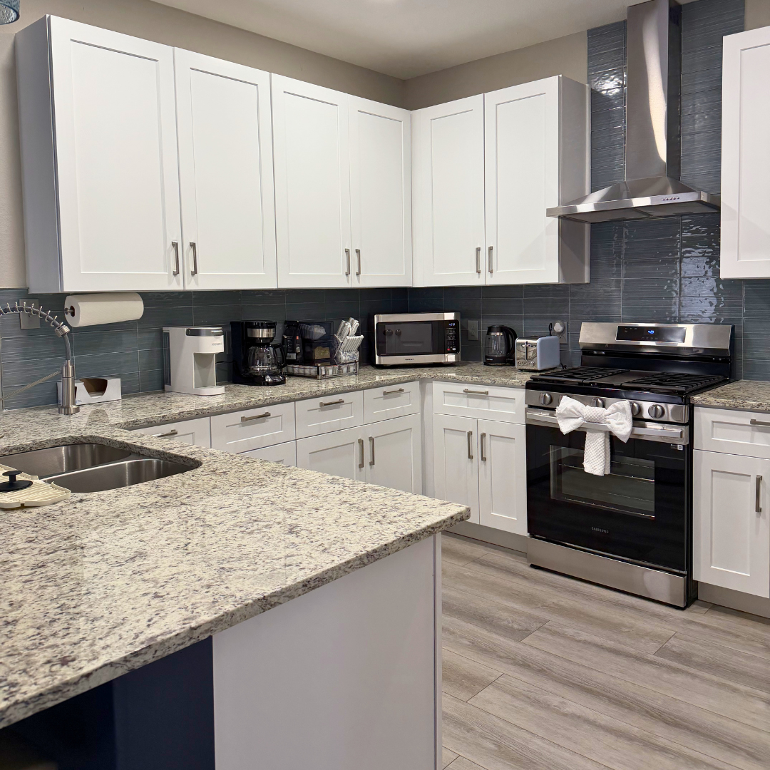 Kitchen counters and cabinet fronts left spotless