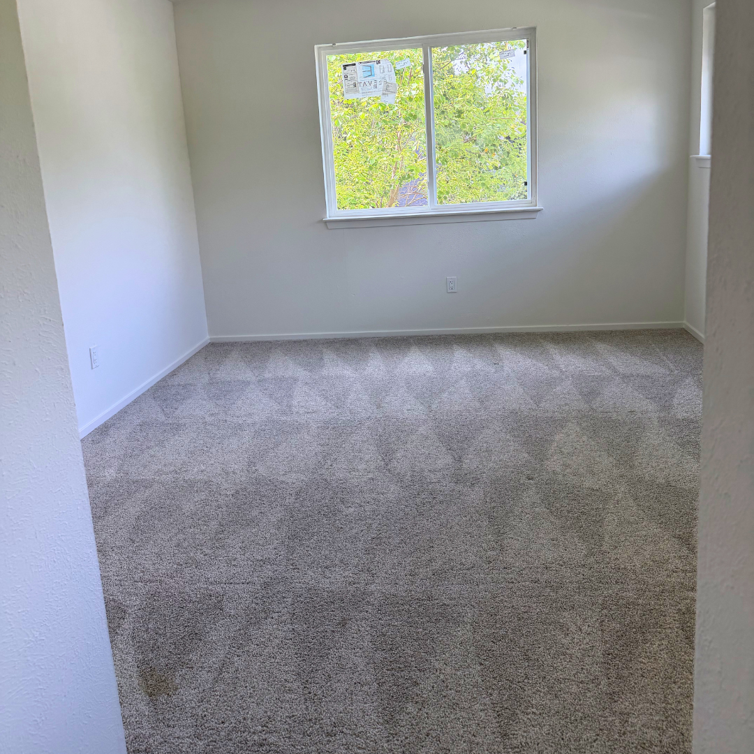 Carpeted room vacuumed and cleared for a move-out