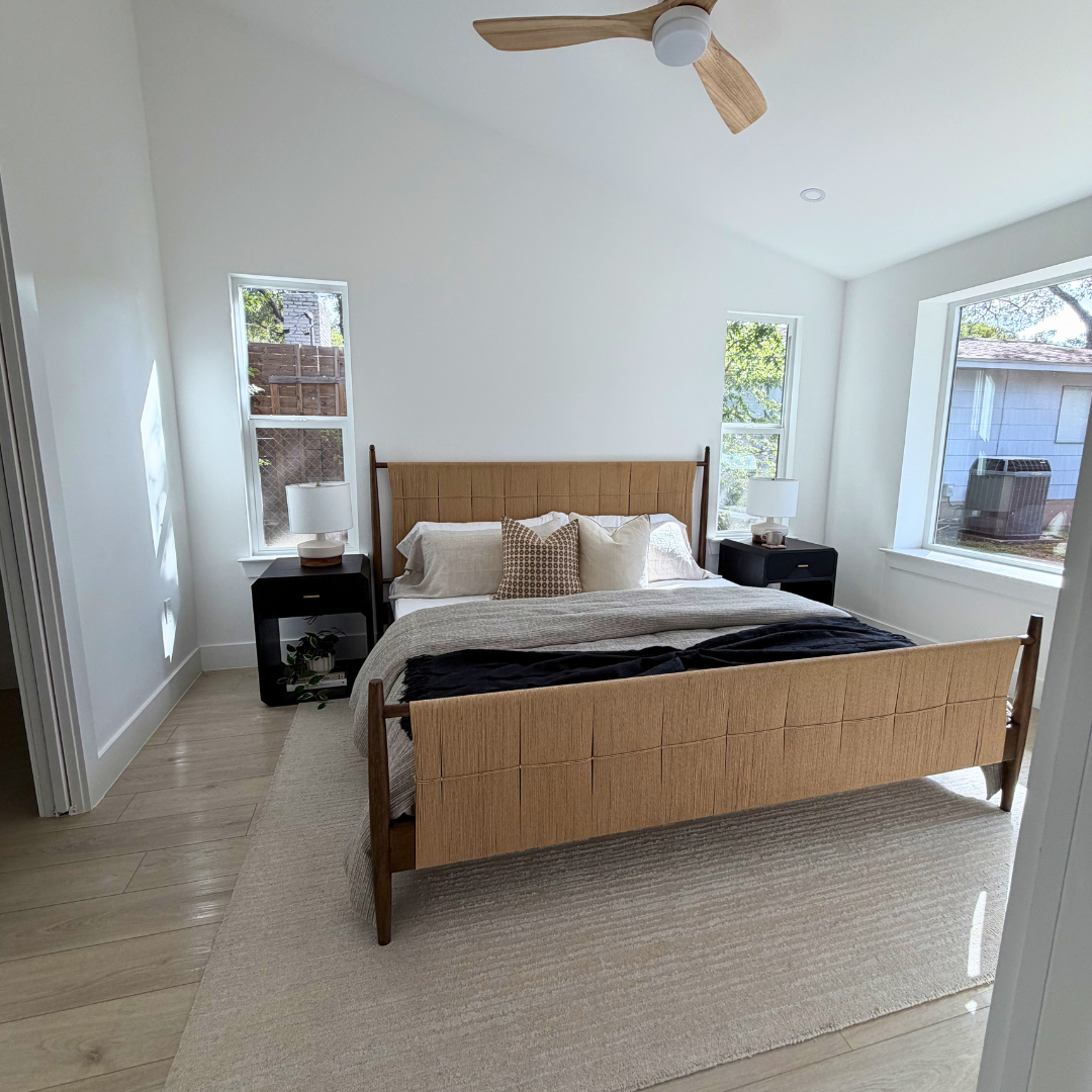 Guest bedroom reset with fresh linens between stays