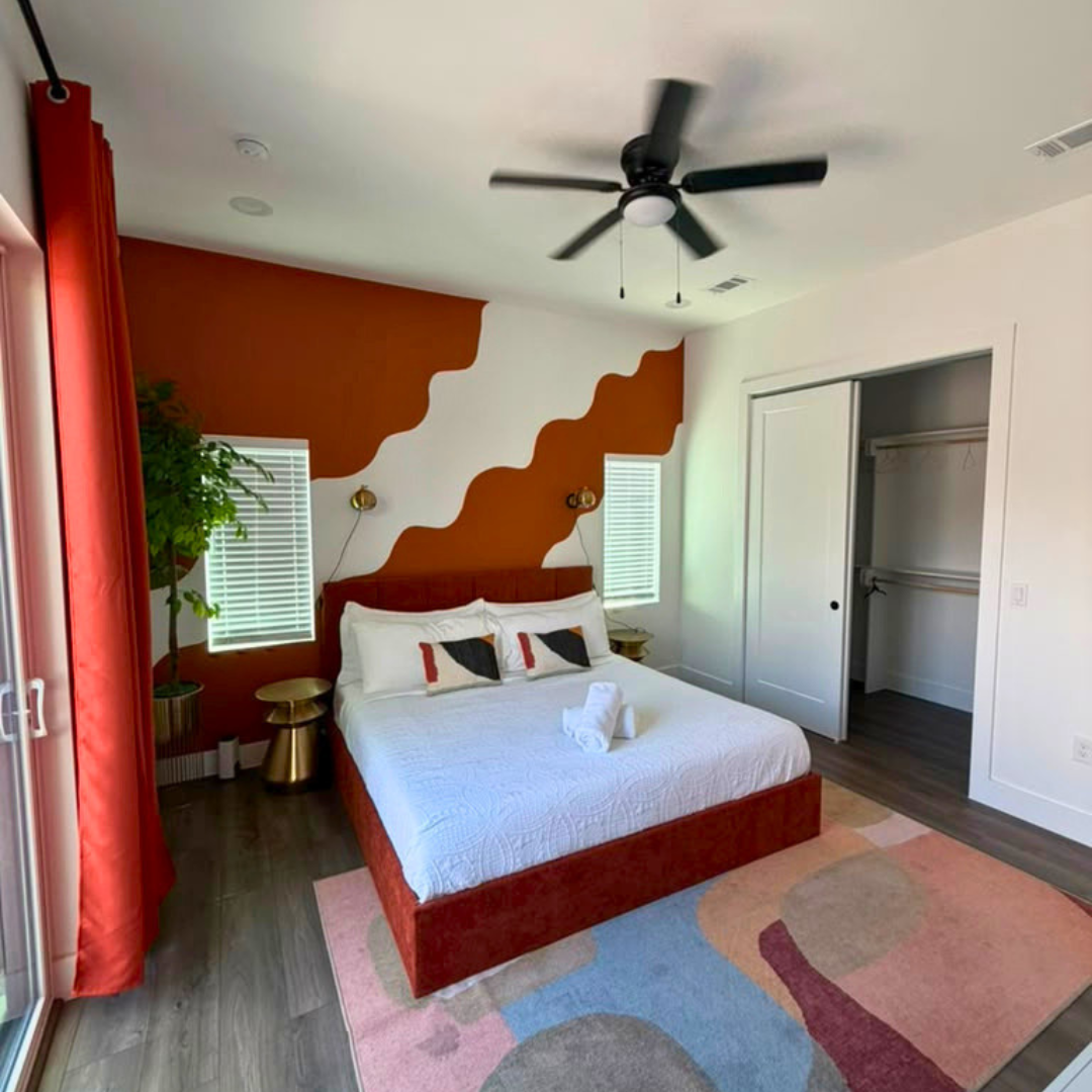 Bedroom staged and ready for the next guest
