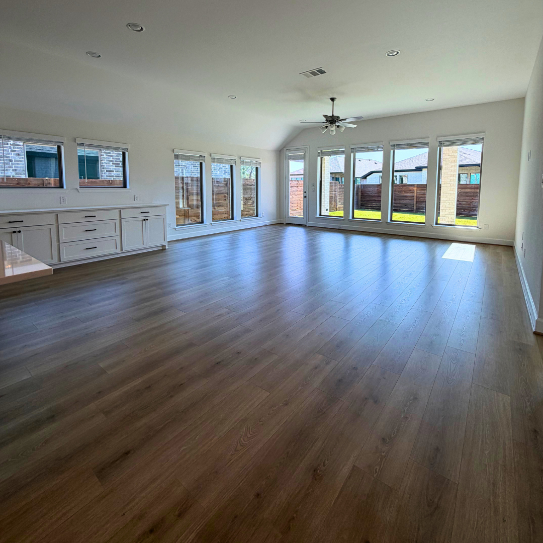 Open living and dining space cleaned and ready for new tenants
